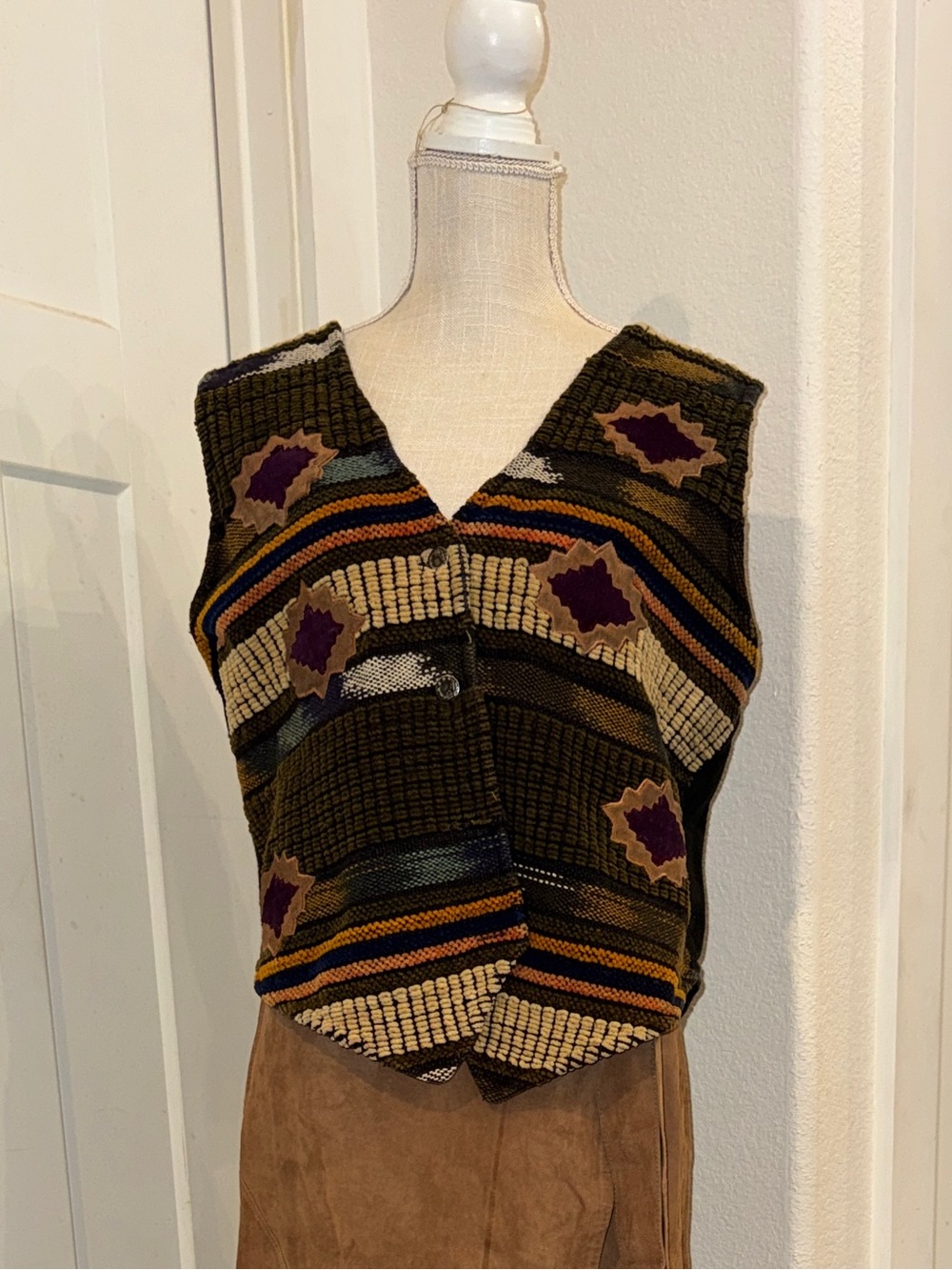 Peggy Sue Vintage Woven Tapestry Southwestern Vest L